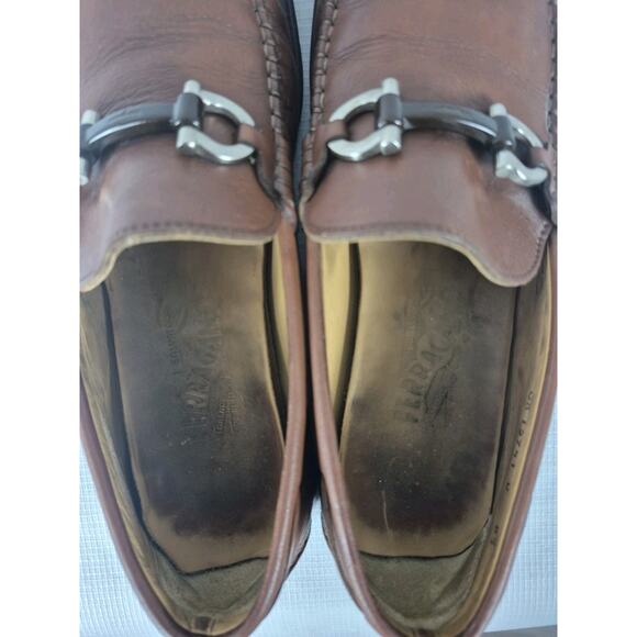 Salvatore Ferragamo Men’s Leather Loafers Brown Horsebit Size 8.5 Made Italy main image 11